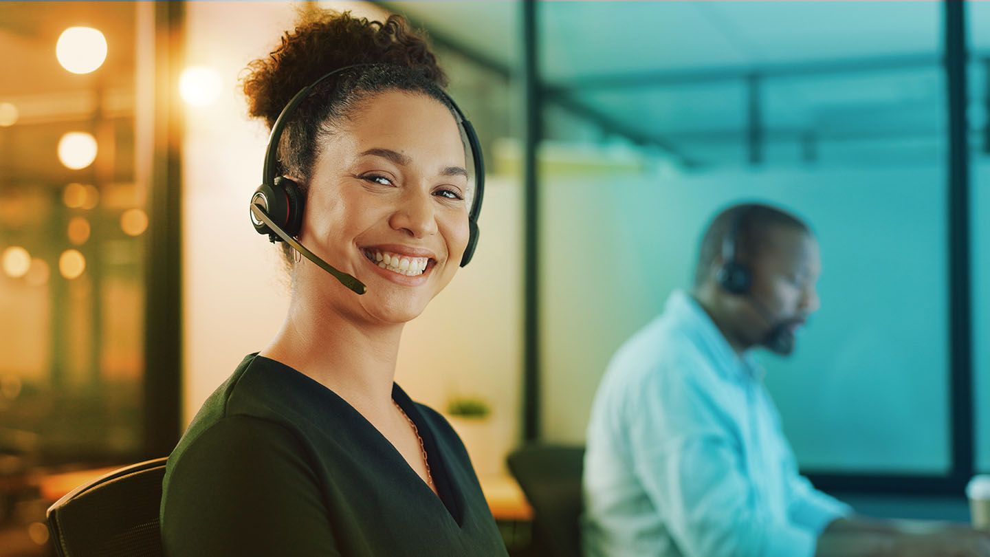 Call center agent helping a customer